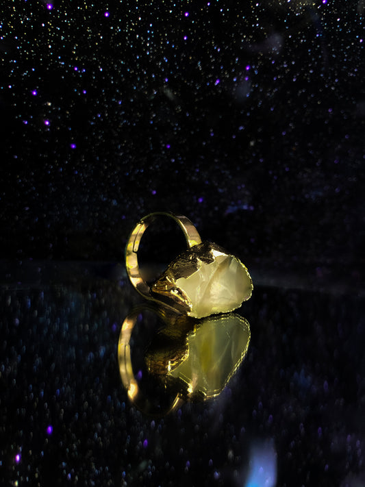 The Spiritual Growth - Clear Crystal Druzy Ring