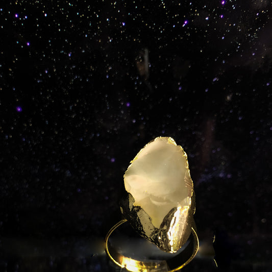The Spiritual Growth - Clear Crystal Druzy Ring