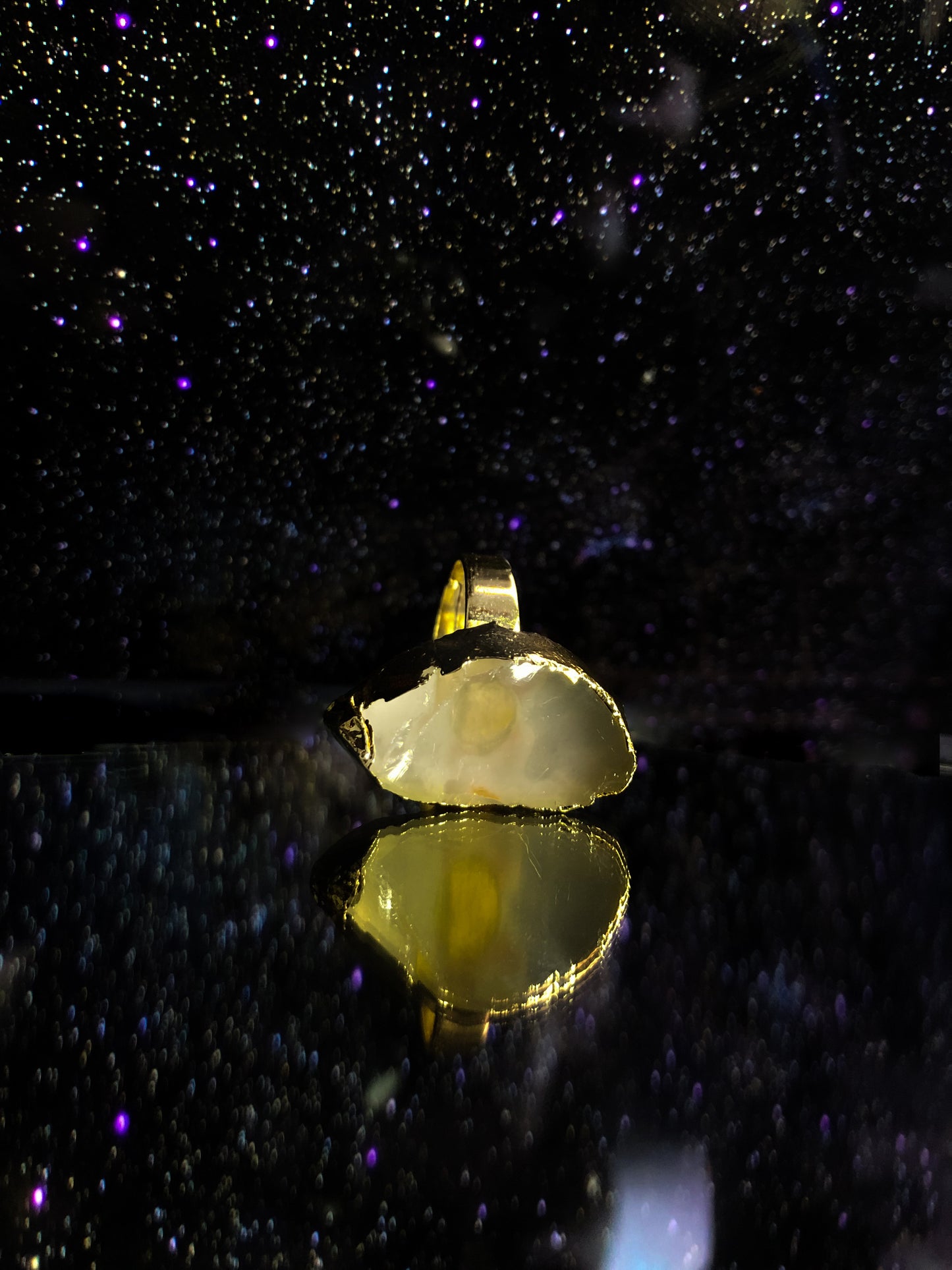 The Spiritual Growth - Clear Crystal Druzy Ring