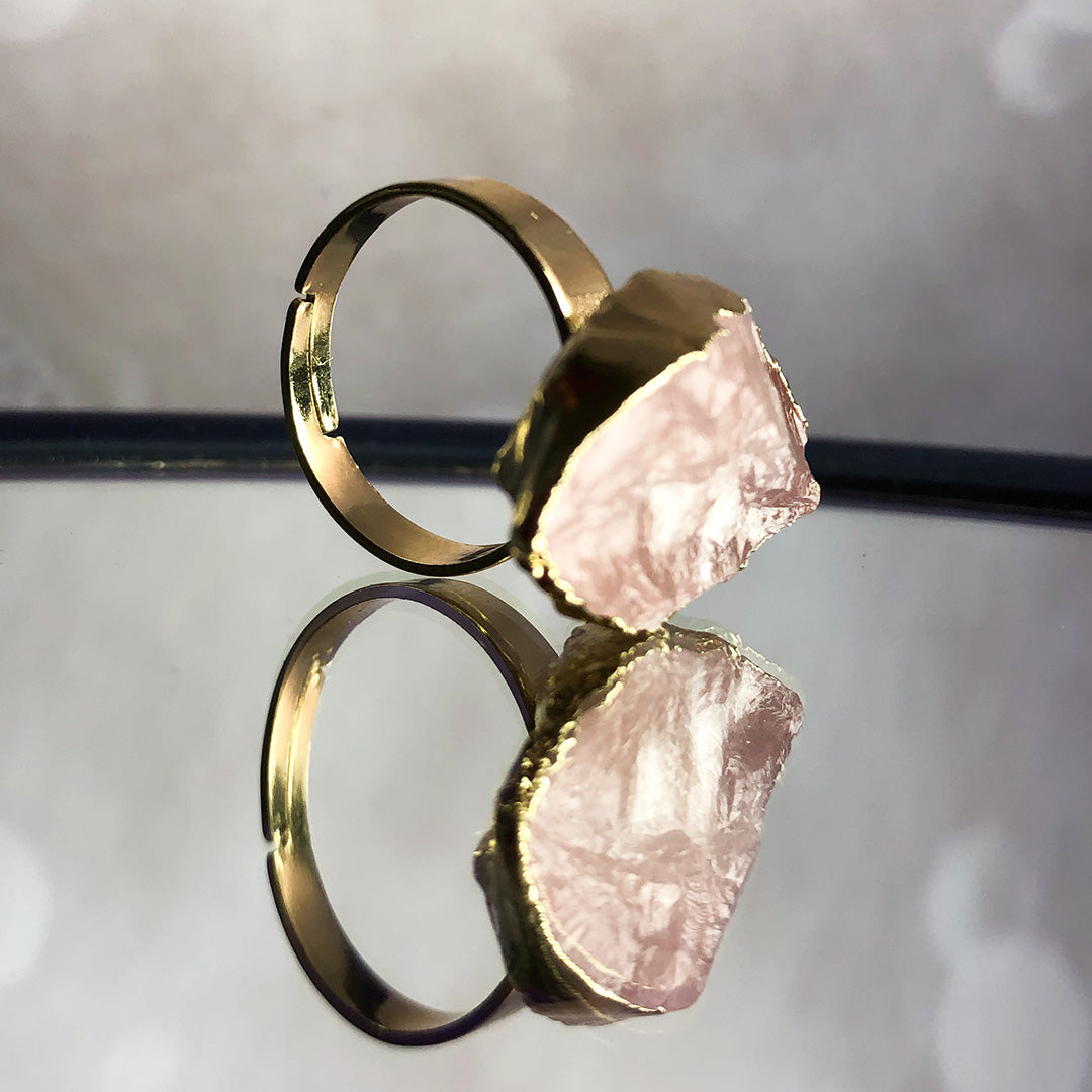 Love Magnet - Rose Quartz Druzy Ring