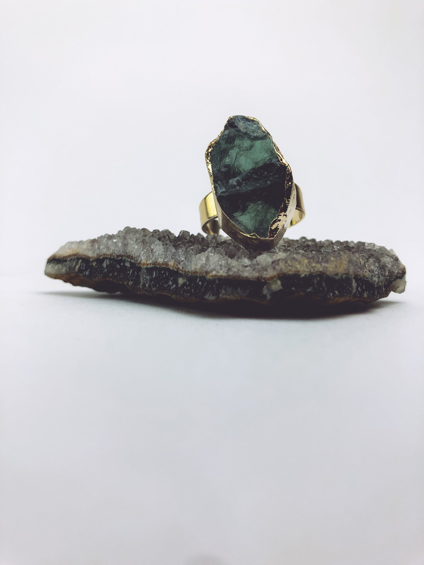 The Spiritual Detox - Green Fluorite Druzy Ring