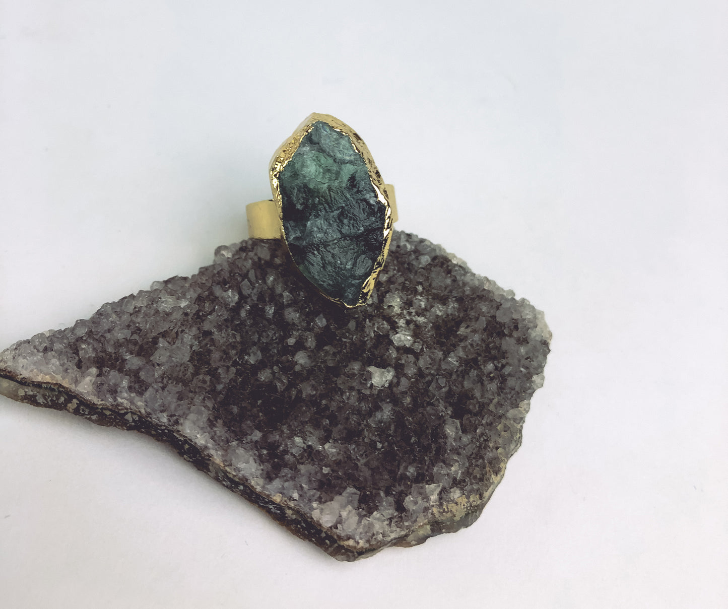 The Spiritual Detox - Green Fluorite Druzy Ring