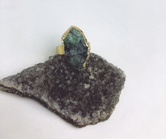 The Spiritual Detox - Green Fluorite Druzy Ring